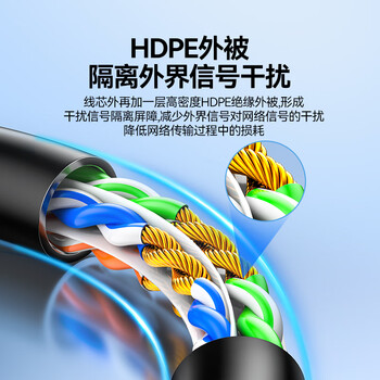 山泽 六类网线 50米千兆高速网络宽带线 6类工程家用电脑路由器监控线CAT6成品跳线带双接头黑色WD6500