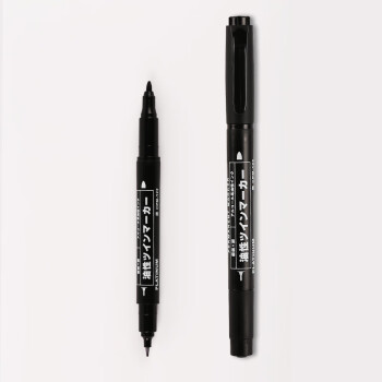 白金（PLATINUM）CPM-122粗细双头记号笔光盘油性笔绘图勾边勾线笔 10支盒装 黑色