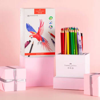 辉柏嘉（Faber-castell）水溶彩色铅笔48色笔筒盒装（配水溶铅笔+自来水笔）美术写生