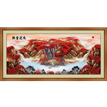 自粘装饰客厅背景墙办公室山水画贴纸字画风水画流水生财鸿运当头