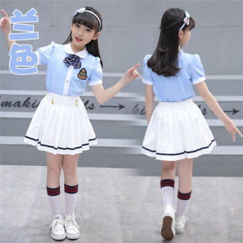 儿童班服夏装小学生校服2019新款英伦风二三五年级领带百褶裙套装 女