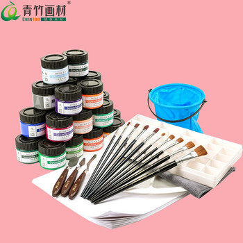青竹画材（CHINJOO）专业级画笔绘画工具套装20件套艺考练习画笔水桶铅笔橡皮纸调色盘美术写生
