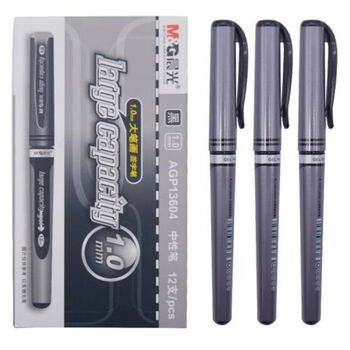 晨光(M&G)文具AGP13604/1.0mm大容量磨砂中性笔签字头粗字水笔练字笔考试商务硬笔书法用 黑色 12支/盒 1盒装