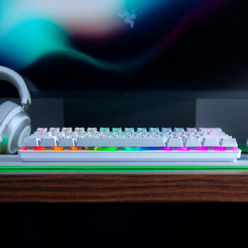 雷蛇（Razer）猎魂光蛛迷你版 水银 便携 电竞 游戏机械键盘 段落光轴