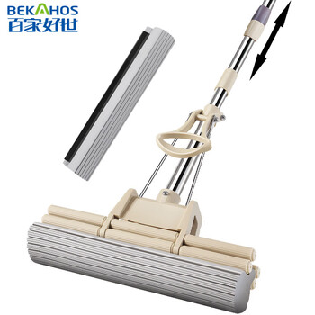 百家好世胶棉拖把27cm2头家用一拖净免手洗2025滚轮挤水可伸缩吸水托把