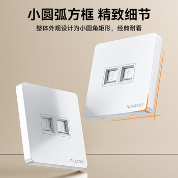 山泽 网线网口网络面板 通用超五/六/七类模块加厚86型面板 适用电脑房间网络插座 二位 WAN-02