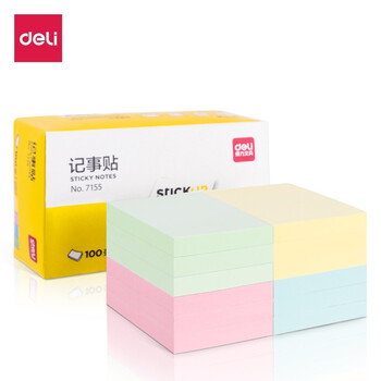 得力（deli）12本彩色便利贴粘性便签纸  76*51mm备忘留言纸/记事贴/N次贴办公用品 7155 wm