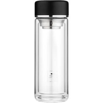 WORLD KITCHEN 康宁玻璃杯280ml黑 304精钢茶漏 高硼硅玻璃 WK-BLB280/KZ/BK