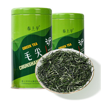 春上早毛尖茶叶特级 新茶绿茶明前春茶嫩芽浓香型茶叶罐装125g
