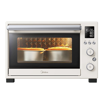 美的（Midea）35L家用多功能烘焙电烤箱 双层玻璃门/精准控温/热风烘烤/搪瓷内胆 PT3530W-D