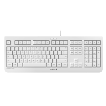 CHERRY樱桃 KC1000薄膜键盘办公键盘轻音有线笔记本电脑外接纤薄轻巧耐用巧克力按键多媒体附加键 白色