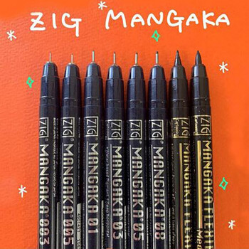 吴竹（KURETAKE）进口防水防酒精勾线笔签字笔绘图水笔漫画黑色针管笔8支套装CNM/8VBK