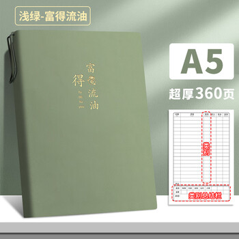 ujia 现金日记账本每日流水分类明细手帐本日常开销收支明细记录家庭理财方形本a5 浅绿