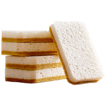 好媳妇百洁布4片装 天然木浆棉剑麻厨房抹布海绵擦双面强效去油污