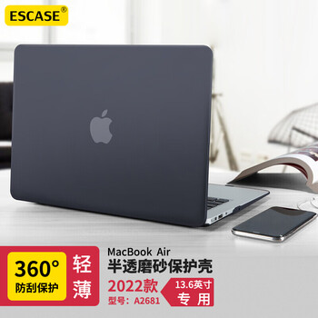 ESCASEMacBook Air保护壳13.6英寸2022/24款苹果笔记本电脑保护套外壳 电脑配件防刮耐摔魅力黑A2681
