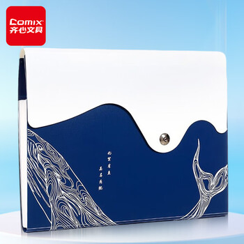 齐心(Comix)  手挽8格A4手提文件包资料包风琴包 鲲鹏系列学生试卷收纳包 蓝AKP28