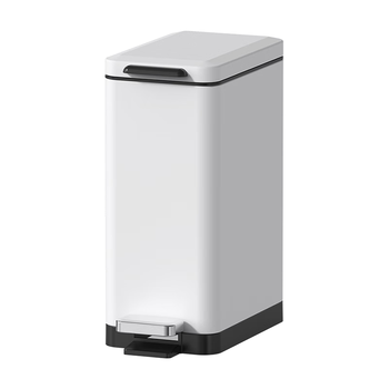 BOBO不锈钢垃圾桶10L白色卫生间夹缝脚踏式厕所脚踩带盖客厅8877