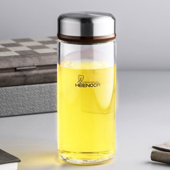 希诺（HEENOOR） 单层玻璃杯男士商务办公室泡茶杯子透明创意便携小巧口杯茶杯 480毫升【轻奢咖】