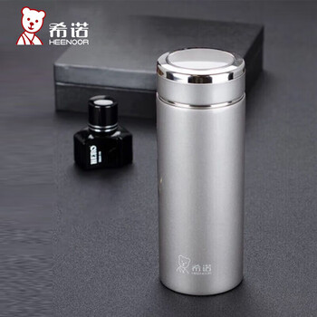 希诺（heenoor）大容量保温杯400ml高档水杯带滤网细长便携车载铂金色XN-3011