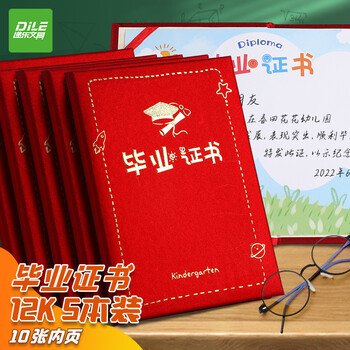 递乐  暑期培训班 毕业季幼儿学生考试季奖状证书 5414毕业证书12K 红色 （5本装）+内页10张