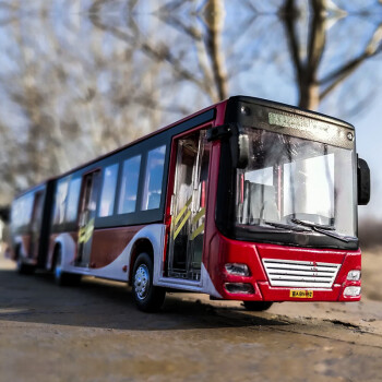 仿真合金大号双节加长北京公交车玩具班车大巴模型收藏纪念红色散装无