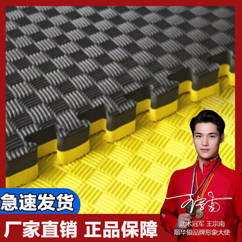 顺华狼跆拳道地垫训练瑜伽垫泡沫拼接地垫运动地垫 100*100*4.0cm黄黑色