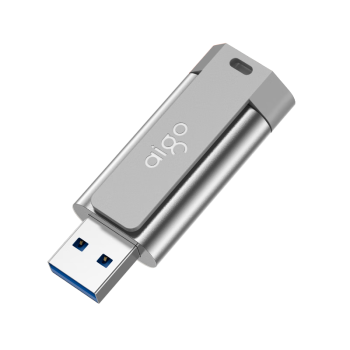 爱国者（aigo）256GB USB3.2 U盘 U332 背夹式 伸缩优盘 年轻双色好搭配 深空灰