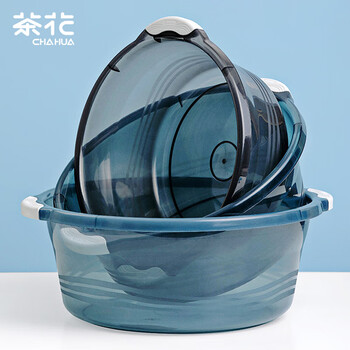 CHAHUA茶花 洗脸盆大号38cm单只洗脚盆洗衣盆塑料盆子泡脚盆洗菜盆蓝色*