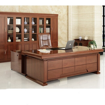 上海黎富办公家具组合现代中式实木皮经理桌总裁桌大班台老板办公桌椅