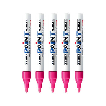 斑马牌（ZEBRA）油漆笔 油性记号笔 大号物流笔签名笔/马克笔 PAINT-MOP 粉色 5支装