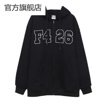 f426国潮牌卫衣秋季情侣嘻哈拉链四色大logo开衫宽松休闲外套男女同款