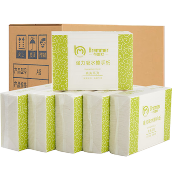 布雷默(BREMMER)抽纸1层160抽*10包L码商用擦手纸厨房酒店卫生间纸巾干手纸整箱