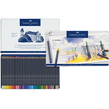 辉柏嘉（Faber-castell）油性彩铅笔36色蓝铁盒彩色铅笔114736美术生专用写生专业手绘彩铅笔画画笔