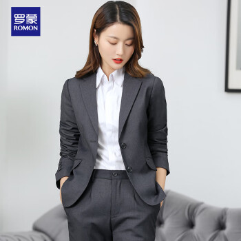 职业装韩版修身单西正装商务ol女式面试工作通勤西装外套灰色4xl套装
