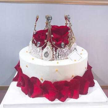 冠皇派生日蛋糕同城配送女友老婆闺蜜水果红玫瑰花奶油新鲜蛋糕支持