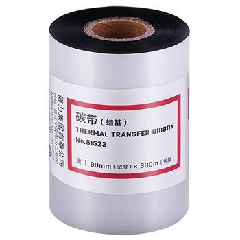 得力(deli)90mm*300m热转印条码机标签机通用型蜡基碳带81523（单卷装）