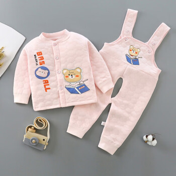 童港湾儿童套装春秋冬季婴儿衣服男女宝宝背带裤两件套0-1-2岁保暖内衣