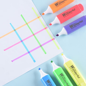 金万年荧光笔扁方形 手帐可用水性记号笔 重点醒目标记笔 彩色笔 -橙色(5支装)G-0520-005