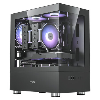 半岛铁盒（PADO）毕方mini 黑色海景房 M-ATX 台式机电脑主机箱（无A柱/双面钢化玻璃/前置IO接口） 