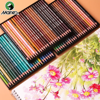 【全网低价】马利(Marie's)水溶性彩铅72色 盒装学生儿童绘画涂色可溶性彩色铅笔 加粗笔芯原料饱满上色均匀C7525-72美术写生