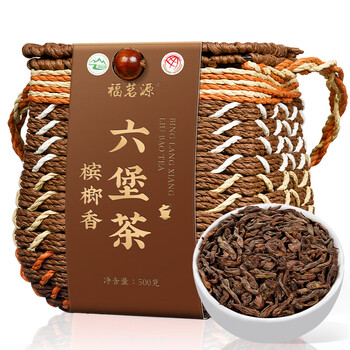 福茗源黑茶 广西六堡茶 特级窖藏浓香陈香箩筐茶叶礼盒送长辈领导500g