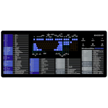 宜适酷(EXCO)Mac双系统快捷键鼠标垫桌垫大号 win快捷键苹果电脑办公键盘垫锁边900*400黑色9132