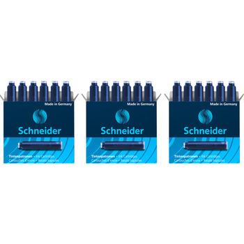 施耐德（Schneider）钢笔墨囊墨水胆非碳素不堵笔德国进口欧标钢笔适用开学必备用品3盒/18支装 蓝黑色6699