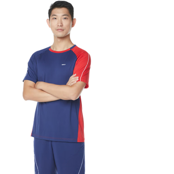 迪卡侬男羽毛球服t恤运动服上衣透气轻IVJ1蓝红色男士上衣L-4324144