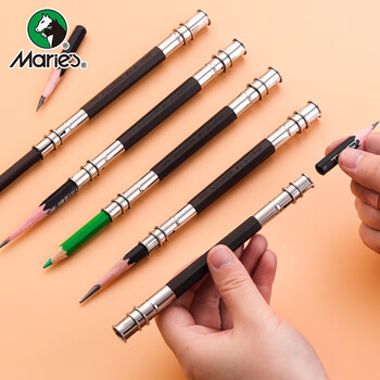 马利(Marie's)铅笔延长器3个装双头铅笔加长杆延长增长接笔器套装8-10mm铅笔适用速写马克笔绘画