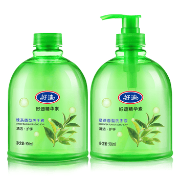 好迪洗手液500ml+补充装500ml绿茶清香泡沫丰富儿童家庭滋润护手