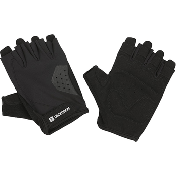 迪卡侬健身手套防滑手套女男半指运动手套CROB黑色500S-4666797