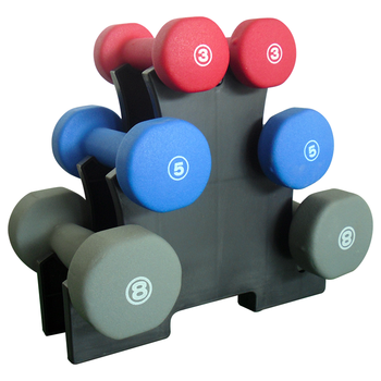 PROIRON普力艾 浸塑磨砂哑铃男女士健身哑铃套装家用哑铃3/5/8磅+哑铃架