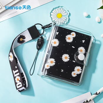 天色 A7手账本迷你口袋本便携笔记本子100张 活页本记事本文具日记本儿童卡通便签本 TS-4127 菊花伴手礼