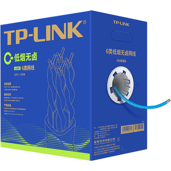 TP-LINK六类千兆低烟无卤网线 工程级无氧铜箱线305米 CAT6类非屏蔽纯铜双绞线 家装网络布线 EC6-305LZ